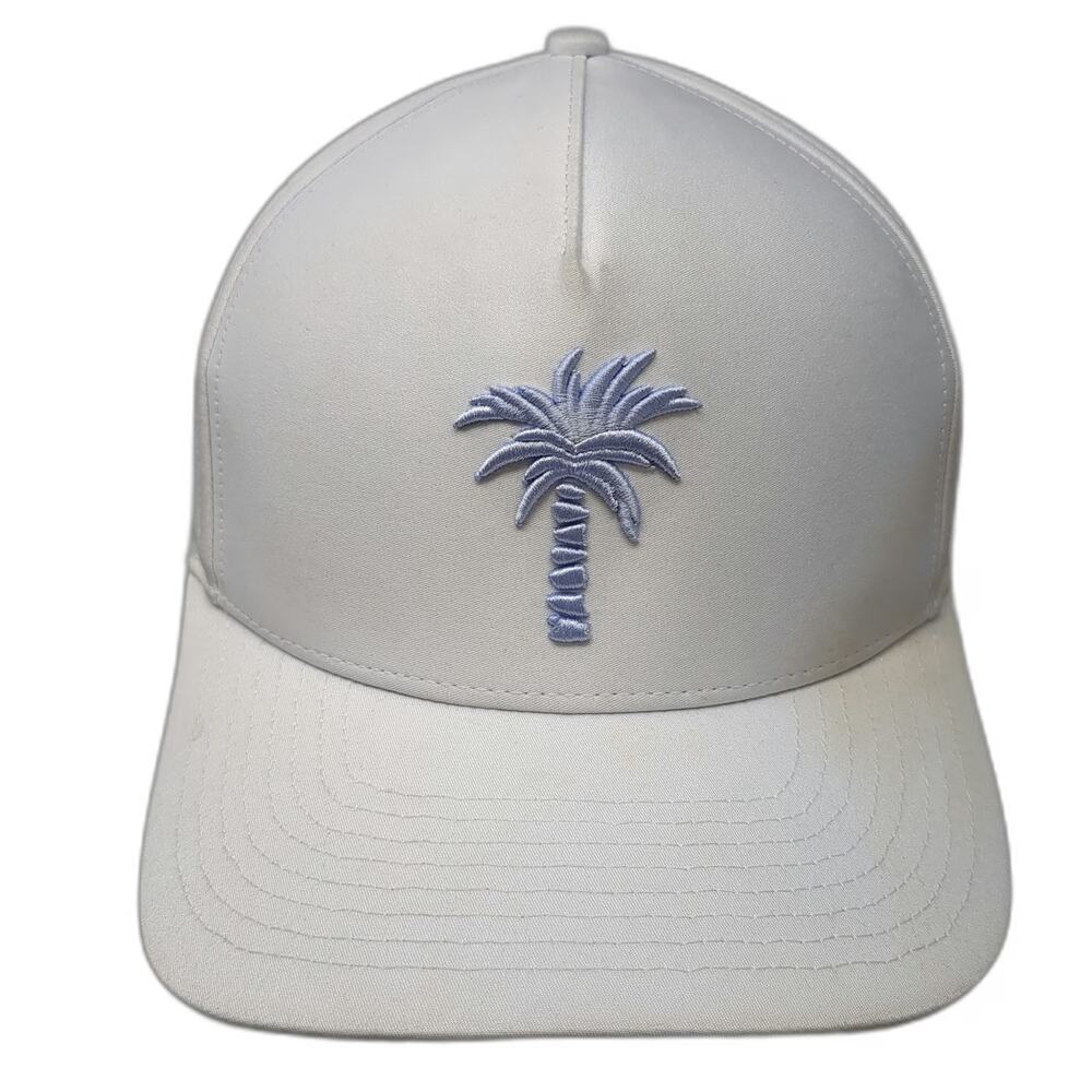 Waggle Trucker Hat White One Size Palm Tree Perforated Golf Snapback Breathable